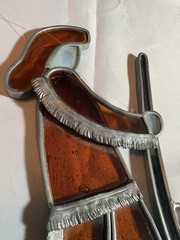 Vintage Handmade Stained Glass Hunter Rifle Western Suncatcher Wall Art