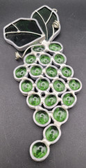 Vintage Y2K Stained Glass Grape Cluster Suncatcher Green Art Glass Window Decor