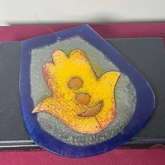 Handmade One of a Kind Fused Glass Hamsa Hand Window Ornament Sun Catcher