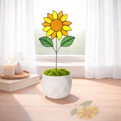 Stained Glass Sunflower in Ceramic Pot Artificial Flowers for Home Decor