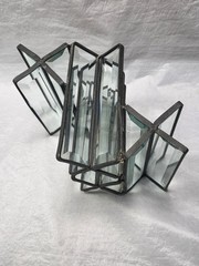 Beveled Glass Metal Frame 16 Panels Handmade Geometric Hanging Suncatcher