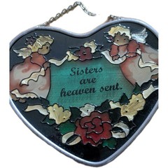Vintage Heart Shaped Joan Baker Design Suncather “Sister Are Heaven Sent”