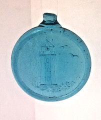 Vintage Blue Glass Suncatcher Lighthouse Nautical Coastal Hanging Decor 3.5″