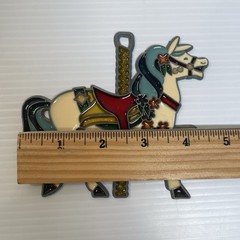 Vintage Stained Glass Metal Carousal Merry Go Round Horse Sun Catcher Set of 2