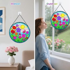 Colorful Wildflower Stained Glass Suncatcher for Indoor and Outdoor Decor