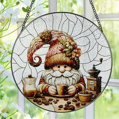 Stained Glass Gnome Sun Catcher – Unique Decor Gift for Mom, Grandma, Wife