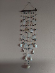 Windchime/Suncatcher-Blue Lapiz Natural Stone, Natural Shells & Capiz Shells