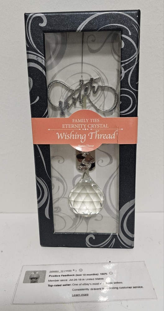 Family Ties Eternity Crystal Wishing Thread “SISTER” Sun Catcher with crystals