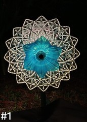 Vintage Glass Solar Lights Yard Art Turquoise