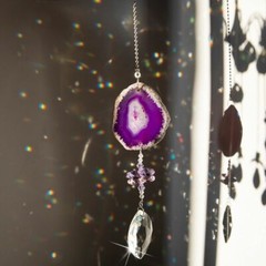 Natural Agate SunCatcher Rainbow Maker Crystal Hanging Pendant Home Window Decor