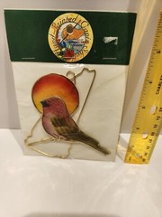 Hand Painted Capiz Shells Sun Catcher song bird