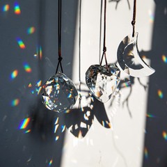 Crystal Prism Heart Moon Suncatcher Hanging Window Car Garden Decor 3 Pack