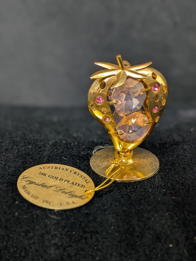 Rare Crystal Delight Strawberry Suncatcher 24K Gold Plated Austrian Crystals