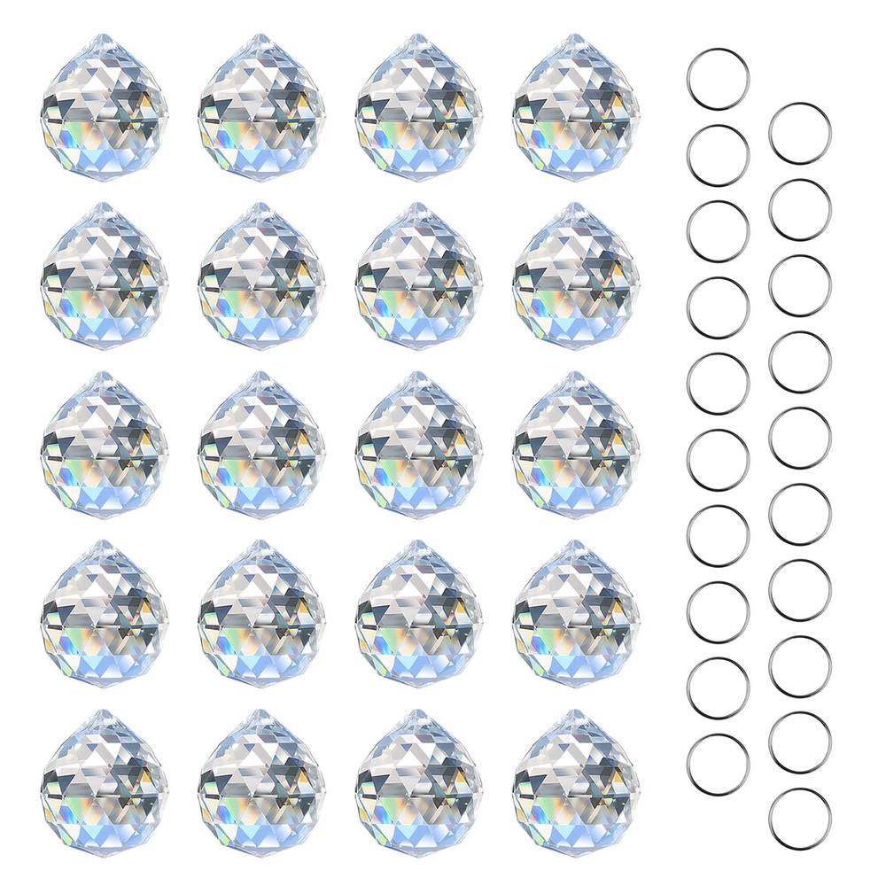 Clear Crystal Prism Ball Sun Catcher for Rainbows, Feng Shui Gift 20pcs, 30mm