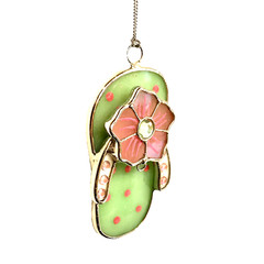 Leaded Stained Glass Flip-flop Suncatcher Sandal Crystals NWOT Teacher Gift