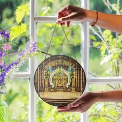 Majestic Prince Hall Masonic Lodge Golden Theater Gold Stained Glass Suncatcher