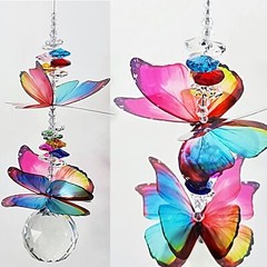 Large Butterfly Crystal Suncatcher gift for her, rainbow hanging suncatchers – U
