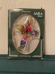 Stained Glass Cross With Butterfly Flowers Suncatcher Garden Spring 6×4.5”