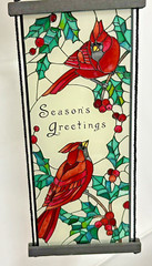 Joan Baker 2000 “Cardinal” Art Panel 10″ × 4.75″ Stained Glass Suncatcher Framed
