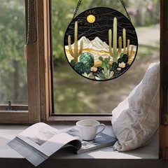 Stained Glass Cactus Suncatcher for Home Decor Unique Gift for Occasions