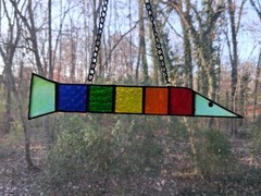 Real Stained Glass Rainbow Whimsey Barracuda Suncatcher, Ready to Hang,