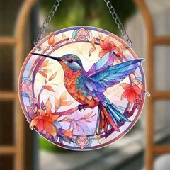 Colorful Hummingbird Suncatcher Double Sided Round Acrylic Decor