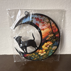 Multicolor Plastic Crescent Moon Dog Silhouette Hanging Sun-catcher Decor