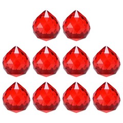 10-Pack Crystal Ball Prisms, 24mm/0.94 Inch Pendant Hanging [Bright Red]