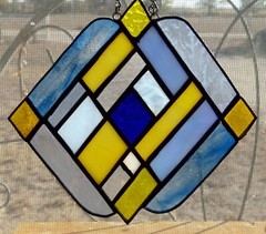 Handmade Hanging Stained Blue & Yellow Suncatcher Sun Catcher 20 pieces 6.5″