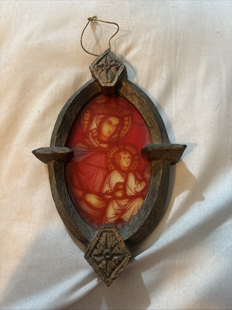 Vintage Religious Mother And Child Sun Catcher Window Decoration