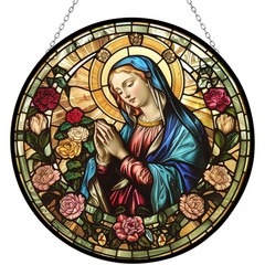 Virgin Mary Stained Glass Window Hanging Suncatcher Gift for Mom, Grandma, Women