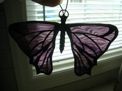 Vintage Butterfly Suncatcher Purple Metal 5.25″ x 3″