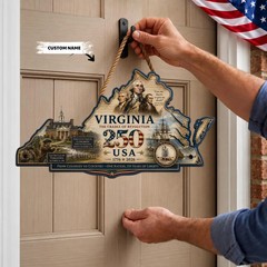 Personalized Virginia USA 250th Anniversary Wall Sign with Rope