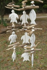 Driftwood Sea Turtles / Fish Beach Patio Mobiles, Wood, Beach Gems – 3 items