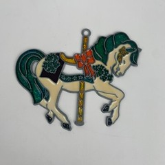 Set of 5 Vintage Carousel Horse Suncatchers Stained Glass Window Decorations