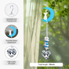 Blue Moon Rainbow Heart-Shaped Crystal Pendant – Window Decorative Charm