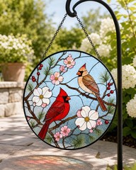 Cardinal Suncatcher Male & Female Acrylic Window Hanging Memorial