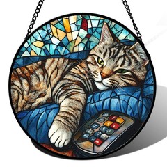 Stained Glass Cat Suncatcher 6.3″ Unique Home Decor for Pet Lovers