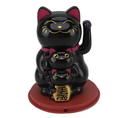 Solar Powered Lucky Cat Smiling Ornament For Home And Car Excellent