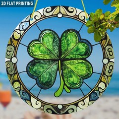 Retro Green Clover Acrylic Suncatcher Good Luck Window Hanging Ornament Gift