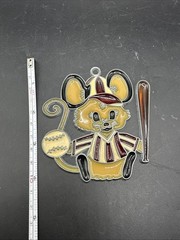 Vintage Baseball Player Mouse SUN CATCHER Resin Softball