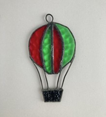 Vintage Hot Air Balloon Sun Catcher Hanging Red Green 3.5”