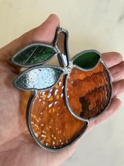 Fruit Orange Stained Glass Suncatcher 3in Window Art Home Decor