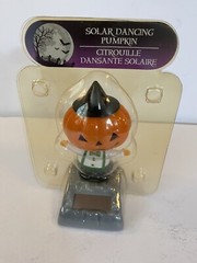 Solar Powered Dancing Pumpkin Bobblehead Toy Halloween Green Black Orange NIP