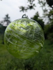 Hanging Glass Ball 6″ Diameter Peridot Lime Green Tree Witch Ball (1) #114A