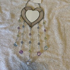 Sentimental “FRIENDS” Heart Porch Patio Garden Glass Suncatcher Room Nice!