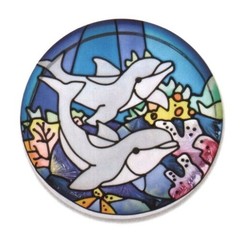 LAST ONE Joan Baker Designs Dolphins Paperweight Nautical Painted Glass FREESHIP