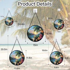 DASTOLL Stained Glass Window Hanging, Colorful Landscape Suncatcher for Doors Ho