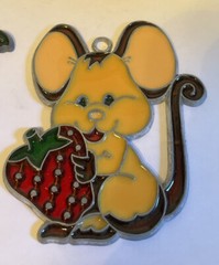 2 Vintage Mouse Sun-catchers One With Strawberry and One Cooking