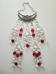 Red and Clear Crystal Suncatcher with Silver-toned Pendant – Handmade